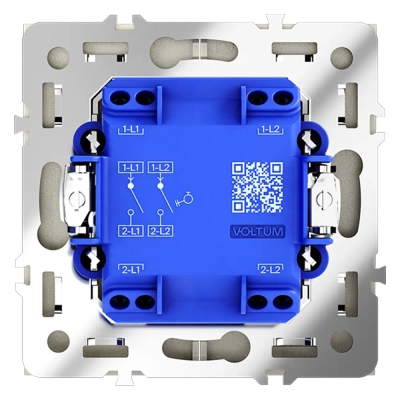 VLS020605 Выключатель с самовозвратом встраиваемый VOLTUM S70 двухклавишный 10А, (сталь). (ТМ Maytoni)