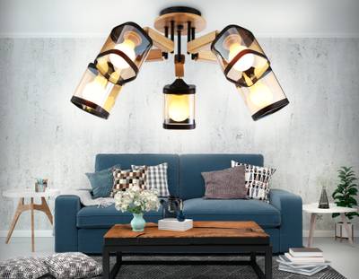 Подвесная люстра TR9529/5 BK/GD/TI черный/золото/янтарь E27*5 max 40W D670*260