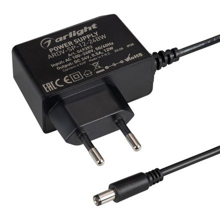 Блок питания ARDV-SP-12-24BW (24V, 0.5A, 12W) (Arlight, Адаптер, 5 лет)