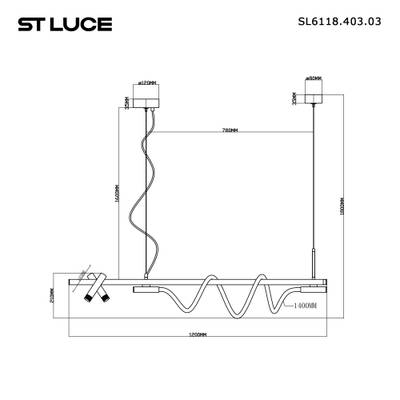 SL6118.403.03 Светильник подвесной ST-Luce Черный/Черный LED 2+1*3+11W 4000K