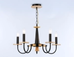 Светильник подвесной TR9593/5 BK/LW черный/светлое дерево E14/5 max 40W D555*660