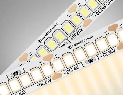 Светодиодная лента GS3501 2835 240Led /22W m/ 24V IP20 3000K/ 5000*10*1.2mm/ кратность резки 25mm (2 конт.)
