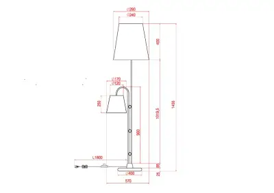 Торшер Arte Lamp ALEA A5068PN-2BK, 2хE27