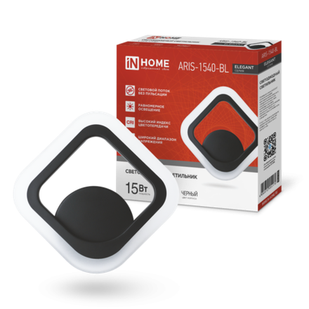 Светильник светодиодный ELEGANT ARIS-1540-BL 15Вт 4000К 1200лм 230В черн. IN HOME 4690612054179