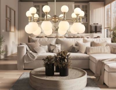 Светильник подвесной LH51051/20 GD/FR золото/белый матовый G9*20 max 28W D750*460