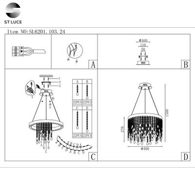 SL6201.103.24 Люстра подвесная ST-Luce Серебристый/Прозрачный LED 1*24W 3000K/4000K/6000K