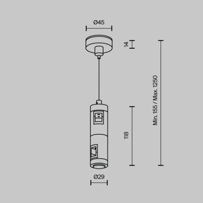 Подвес тросовый Hang двойной Flarity черный, TRA157SW-D1-B. TM Maytoni