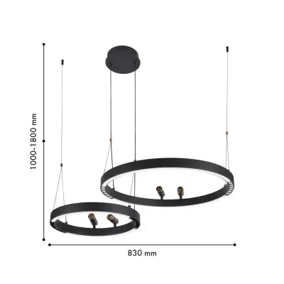 Подвесная люстра Slinga 4474-2P, LED*53W + LED*33W + 4*LED*3W, 2075LM, 3000-6500K. ТМ F-Promo