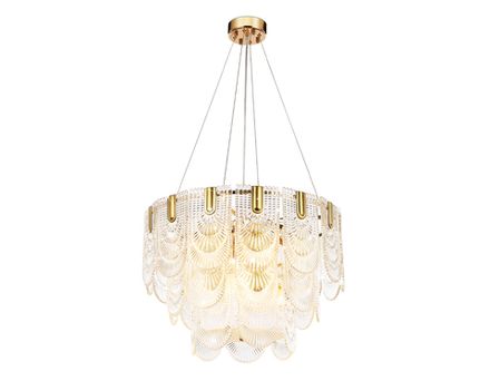 Подвесная люстра с хрусталем TR5388/12 GD/FR золото/белый матовый E27*12 max 40W D600*400