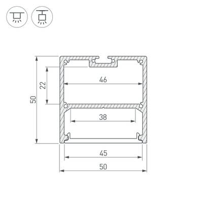 Профиль SL-LINE-5050-2000 ANOD (Arlight, Алюминий)