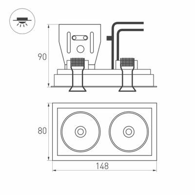 Светильник CL-SIMPLE-S148x80-2x9W Day4000 (WH, 45 deg) (Arlight, IP20 Металл, 3 года)