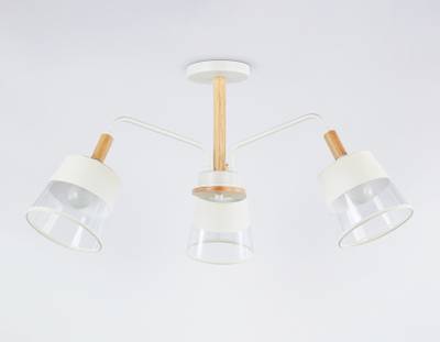 Светильник подвесной TR4737/3 WH/LW белый/светлое дерево E27/3 max 40W D760*350