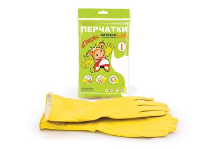Перчатки хозяйственные "Золушка" латексные желтые, L