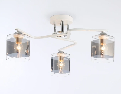 Светильник потолочный TR303217/3 WH/CH/SM белый/хром/дымчатый E27*3 max 60W D540*250