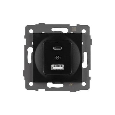 Механизм USB розетки SCT-MUAC-PL-BK-V (5V, 3A, QC4) (Arlight, -)