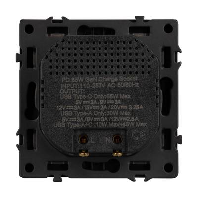 Механизм розетки с быстрой USB зарядкой SCT-NOBE-MUAC-SFPL-FC-BK (65W, QC3) (Arlight, -)