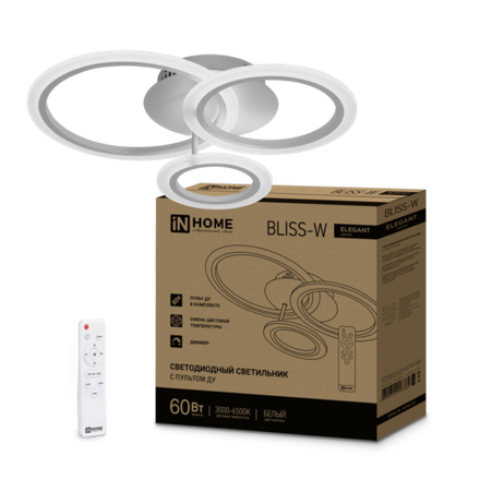 Светильник светодиодный ELEGANT BLISS-W 60Вт 3000-6500К 4700лм 230В 500х500х140мм с пультом ДУ бел. IN HOME 4690612043364