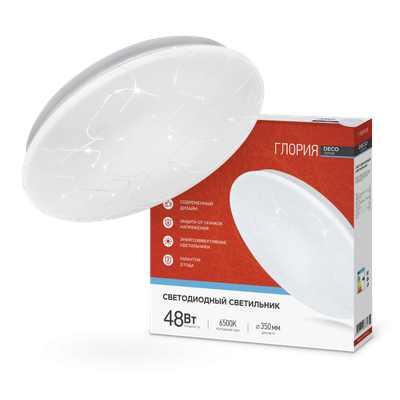 Светильник светодиодный DECO ГЛОРИЯ 48Вт 6500К 4320лм 230В 380х55мм IN HOME 4690612038643