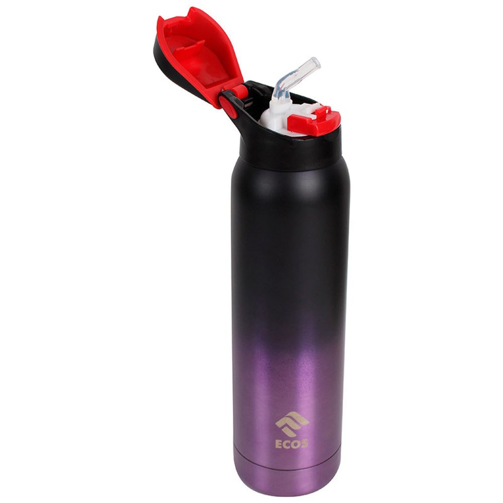 Термобутылка спортивная с трубочкой, объём: 500 мл, цвет: фиолетовый градиент