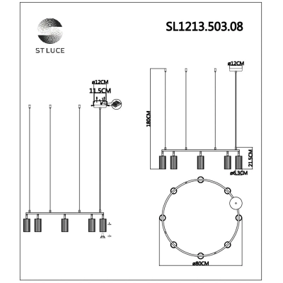 SL1213.503.08 Светильник подвесной ST-Luce Белый/Белый GU10 8*5W 4000K