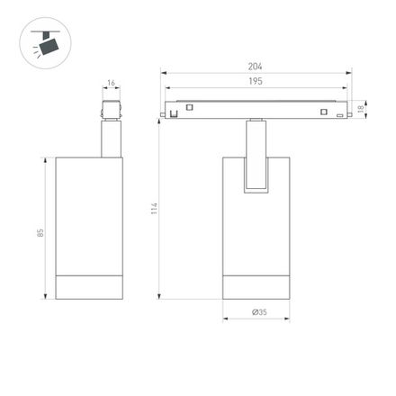 Светильник MAG-ORIENT-SPOT-R35-6W Warm3000 (BR, 24 deg, 48V, DALI) (Arlight, IP20 Металл, 5 лет)