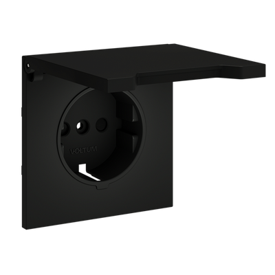 VLS000808 Накладка для розетки с заземлением, защитными шторками и крышкой, S70 (черный матовый). (ТМ Maytoni)