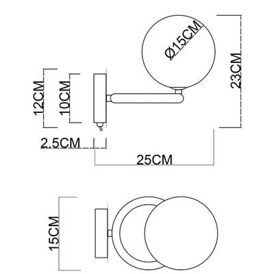 Бра Arte Lamp ALBUS A7780AP-1AB, 1хG9