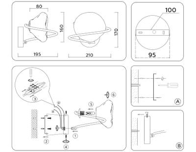 Светильник настенный LH15005 BK/SM черный/дымчатый G9 max 40W 195*210*170