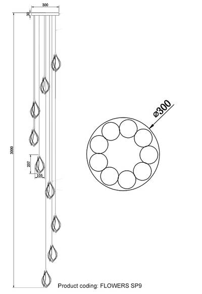 Светильник подвесной Crystal Lux FLOWERS SP9 1780/209