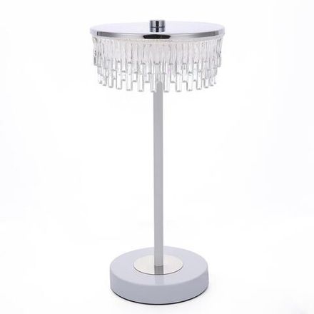 8253/1TL LEDIO LN25 серебро/белый/прозрачный, металл/акрил Настольная лампа LED 7W 4000К 220V SATIANA
