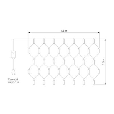 Новогодняя гирлянда сеть мульти 1,5*1,5м IP20 300-001 мульти, LED
