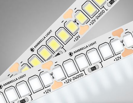 Светодиодная лента GS1502 2835 240Led/ 19.2W m/ 12V IP20 4500K/ 5000*10*1.2mm/ кратность резки 25mm (2 конт.)