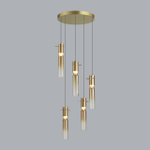 5058/25LA PENDANT ODL24 461 золотой/янтарный/металл/стекло Люстра каскадная LED 5*5W 3000K SCROW