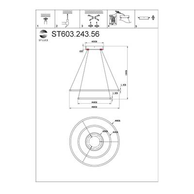 ST603.243.56 Светильник подвесной ST-Luce Золотистый/Белый LED 1*56W 4000K