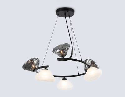Светильник подвесной LH15003/6 BK/FR/SM черный/белый матовый/дымчатый G9*6 max 40W D630*1150