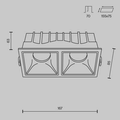 Встраиваемый светильник Alfa LED 3000K 2x15Вт 36° Dim Triac, DL043-02-15W3K-D-SQ-WB. TM Maytoni