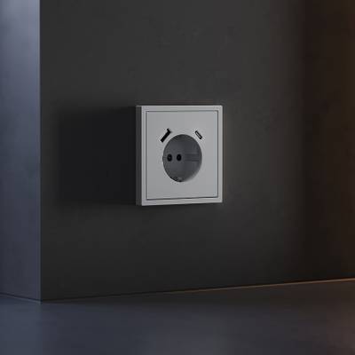 VLS001016 Накладка для розетки с заземлением и защитными шторками, с USB A+C, S70 (серый). (ТМ Maytoni)