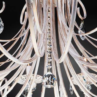 Люстра подвесная с хрусталем 3305/12 белый с золотом / прозрачный хрусталь