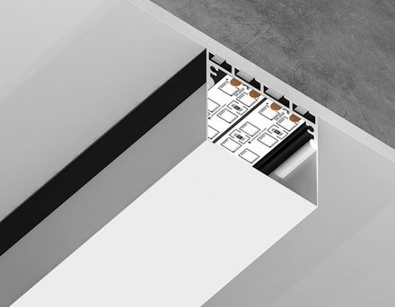 Алюминиевый профиль накладной/подвесной "Profile System" GP3070BK черный 2000*45*42, 2 заглушки, 4 крепления в комплекте (для ленты до 33,4мм)