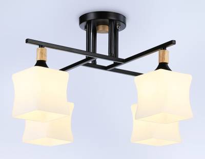 Светильник подвесной TR9497/4 BK/FR черный/белый матовый E27/4 max 40W D495*280