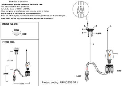 Светильник подвесной Crystal Lux PRINCESS SP1 2760/201