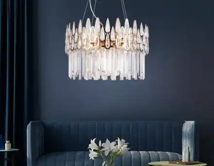 Подвесная хрустальная люстра TR5263/8 GD/CL золото/прозрачный E14/8 max 40W D500*700