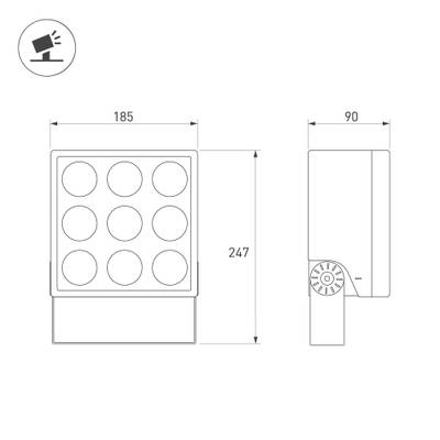 Светильник ALT-BLOCK-S185x185-36W Warm3000 (GR, 3 deg, 230V) (Arlight, IP66 Металл, 3 года)