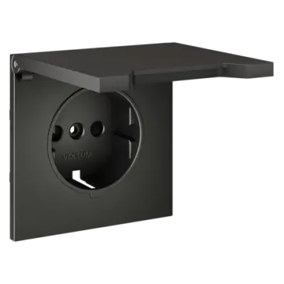 VLS000806 Накладка для розетки с заземлением, защитными шторками и крышкой, S70 (титан). (ТМ Maytoni)