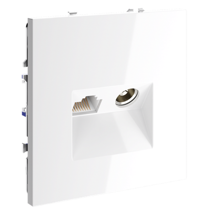 VLS060701 Розетка телевизионная встраиваемая VOLTUM S70 TV+RJ45 кат. 6, (белый глянцевый). (ТМ Maytoni)