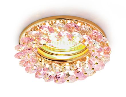 Встраиваемый точечный светильник K206 PI/G золото/розовый хрусталь MR16