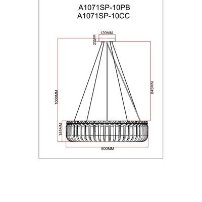 Подвесная люстра Arte Lamp MAYOTTE A1071SP-10PB, 10хG9