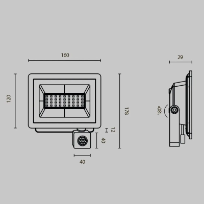 Прожектор Поток / Flood 4000К 30Вт IP65, FL001-L30B4KSR. TM Maytoni