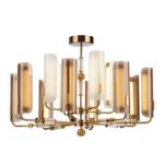 5467/60L MODERN ODL_EX26 белый/коричневый/античная бронза/металл/стекло/декор металл Люстра LED x 60W (5W*12) 3000K LION