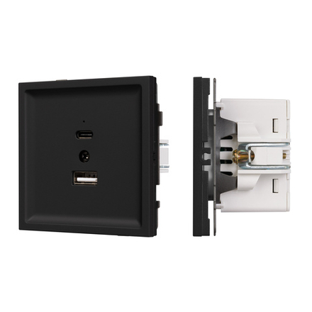 Механизм USB розетки SCT-TENDO-MUAC-SFPL-BK (5V, 3A, QC3) (Arlight, -)